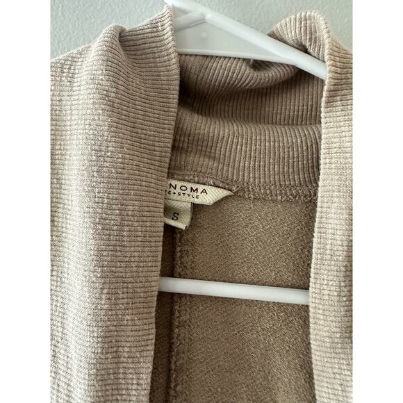 Sonoma Sweater Women's Small Tan Cardigan Neutral Open Front Minimalist - Picture 2 of 6